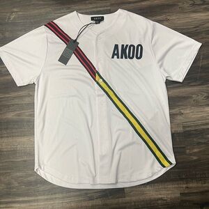 Akoo Red and White Jersey with Bold Stripes